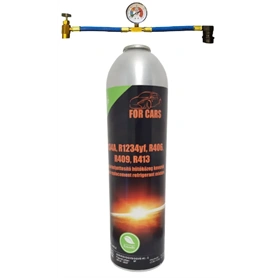 AUTÓKLÍMA TÖLTŐ KÉSZLET FRIGOSTAR R134A RENDSZEREKHEZ 370G (ÓRÁVAL, CSAPPAL, HANSENNEL)