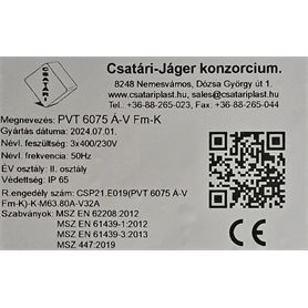 CSATÁRI PLAST PVT 6075 Á-V FM-K FF 2X1 / 2X3 FÁZISÚ + VEZÉRELT FOGYASZTÁS MÉRŐ SZEKRÉNY FÖLDKÁBELES