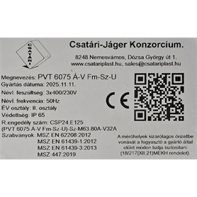 CSATÁRI PLAST PVT 6075 Á-V FM-SZ-U 1/3 FÁZISÚ KOMBINÁLT VILLANYÓRA SZEKRÉNY 80A SZABADVEZETÉKES