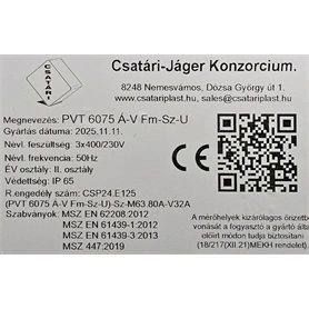 CSATÁRI PLAST PVT 6075 Á-V FM-SZ ÁK-U 1/3 FÁZISÚ KOMBINÁLT VILLANYÓRA SZEKRÉNY 12 MODULOS SZABADVEZETÉKES