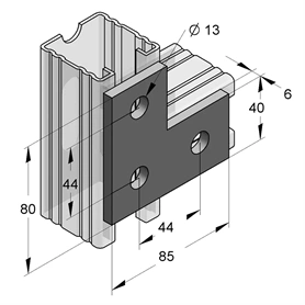 KAPCSOLÓELEM MEFA 40/6 MM LAPOS L-ALAKÚ HORGANYZOTT (0814307)