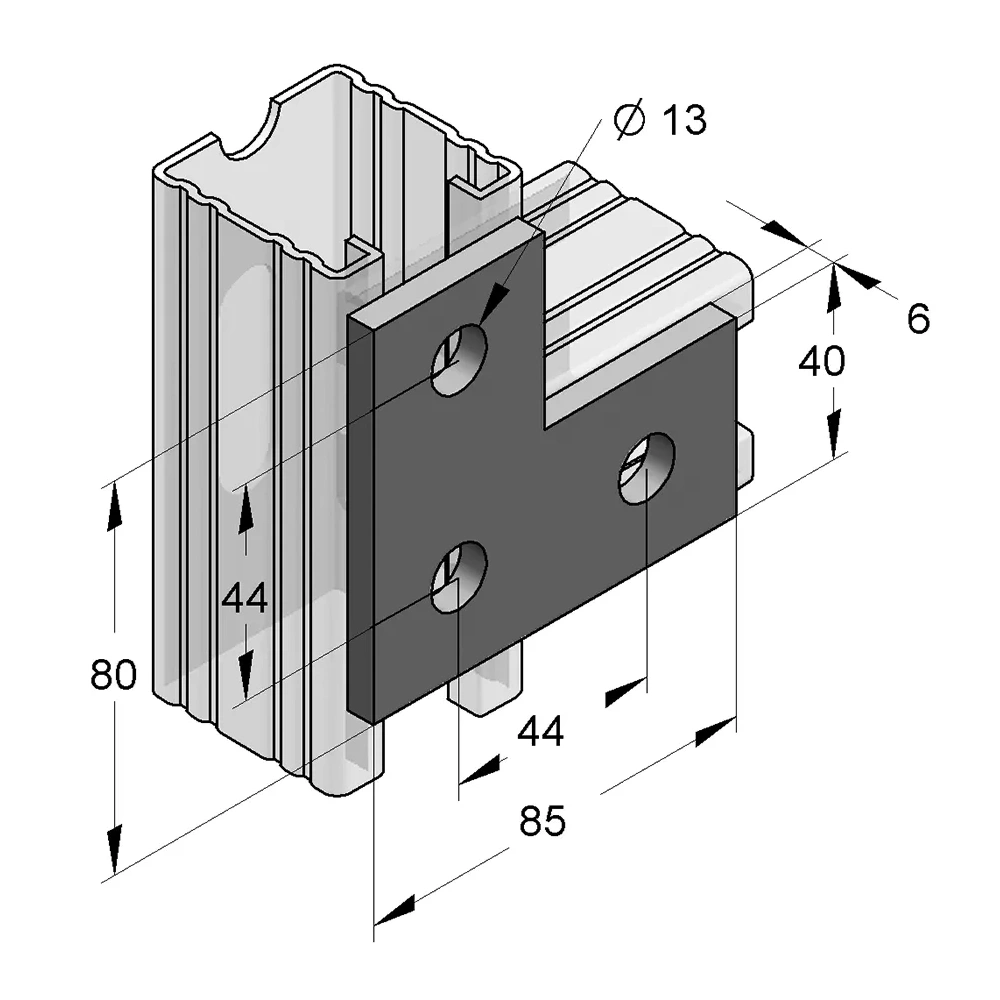 KAPCSOLÓELEM MEFA 40/6 MM LAPOS L-ALAKÚ HORGANYZOTT (0814307)