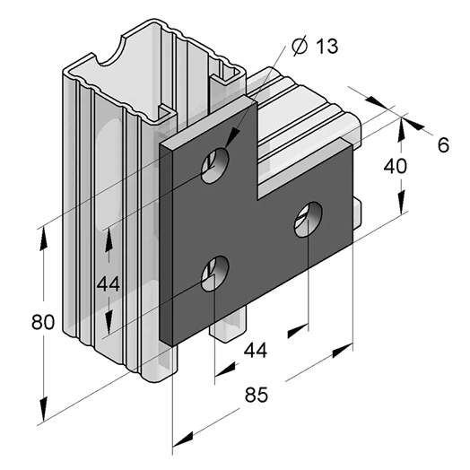 KAPCSOLÓELEM MEFA 40/6 MM LAPOS L-ALAKÚ HORGANYZOTT (0814307)