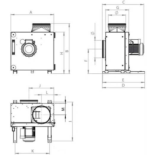 KCF-N 280 E2 CENTRIF. NAGYKONYHAI VENTILÁTOR MAX 120C°