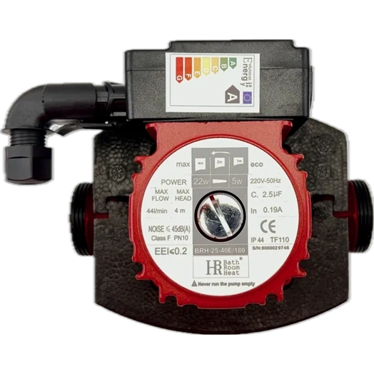 KERINGETŐ SZIVATTYÚ BRH 25-40E, 6/4" CSATLAKOZÁS, 180MM BEÉPÍTÉSI HOSSZ, TMAX 110°C "A" ENERGIAOSZT