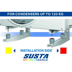 KLÍMA KÜLTÉRI REZGÉSCSILLAPÍTÓ GUMIBAK RUGÓS  - VECAMCO SUSTA PIROS-SÁRGA - 120KG ÖSSZTEHERBÍRÁS 4DB/CSOMAG