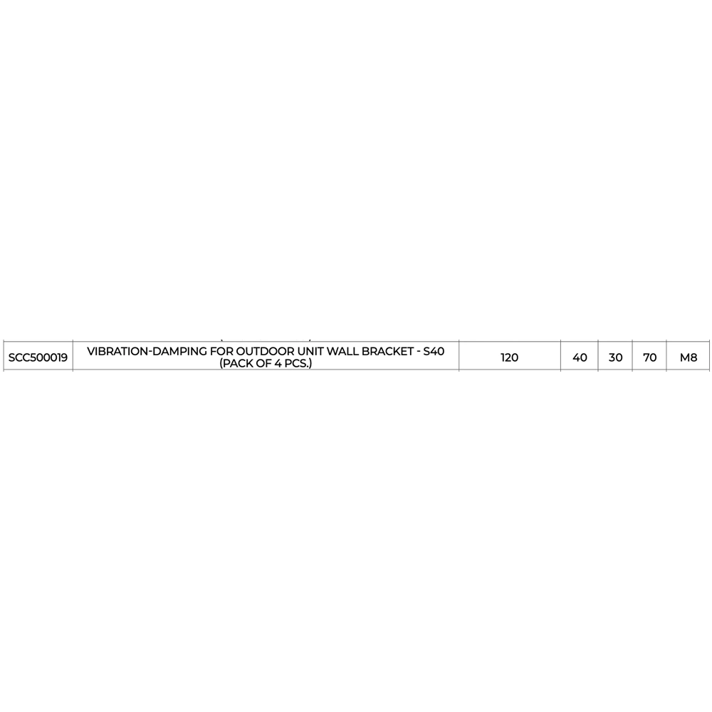 KLÍMA KÜLTÉRI REZGÉSCSILLAPÍTÓ GUMIBAK - TECNOSYSTEMI 40X30 M8 S40 - 120KG ÖSSZTEHERBÍRÁS 4DB/CSOMAG (SCC500019)