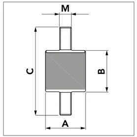 KLÍMA KÜLTÉRI REZGÉSCSILLAPÍTÓ GUMIBAK - TECNOSYSTEMI 40X30 M8 S40 - 120KG ÖSSZTEHERBÍRÁS 4DB/CSOMAG (SCC500019)