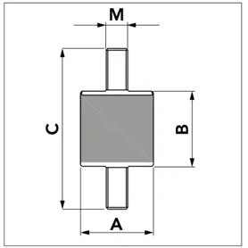 KLÍMA KÜLTÉRI REZGÉSCSILLAPÍTÓ GUMIBAK - TECNOSYSTEMI S60 - 160KG ÖSSZTEHERBÍRÁS 60X50 M10 4DB/CSOMAG (SCC500021)