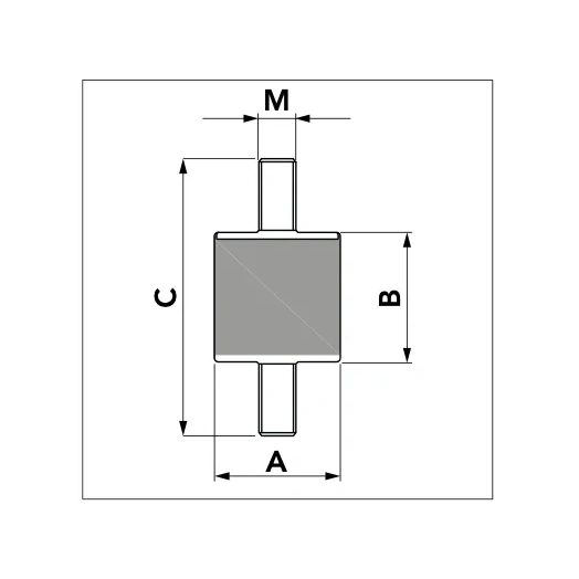 KLÍMA KÜLTÉRI REZGÉSCSILLAPÍTÓ GUMIBAK - TECNOSYSTEMI S60 - 160KG ÖSSZTEHERBÍRÁS 60X50 M10 4DB/CSOMAG (SCC500021)