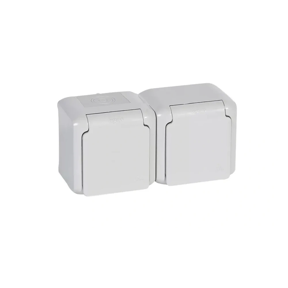LEGRAND FORIX 2X2P+F GYV FÖLDELT DUGALJ IP44 FEHÉR 16A 250V FALON KÍVÜLI CSAPÓFEDÉLLEL 782374