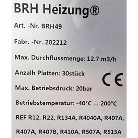 LEMEZES HŐCSERÉLŐ KIS ELLENÁLLÁSÚ,30LEMEZ,12,7M3/H,4X1",124X304X85MM FELÜLET:0,9M2 (BRH049)