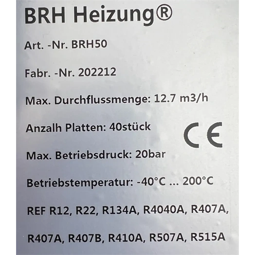 LEMEZES HŐCSERÉLŐ KIS ELLENÁLLÁSÚ,40LEMEZ,12,7M3/H,4X1",124X304X109MM FELÜLET1,2 M2 (BRH50)