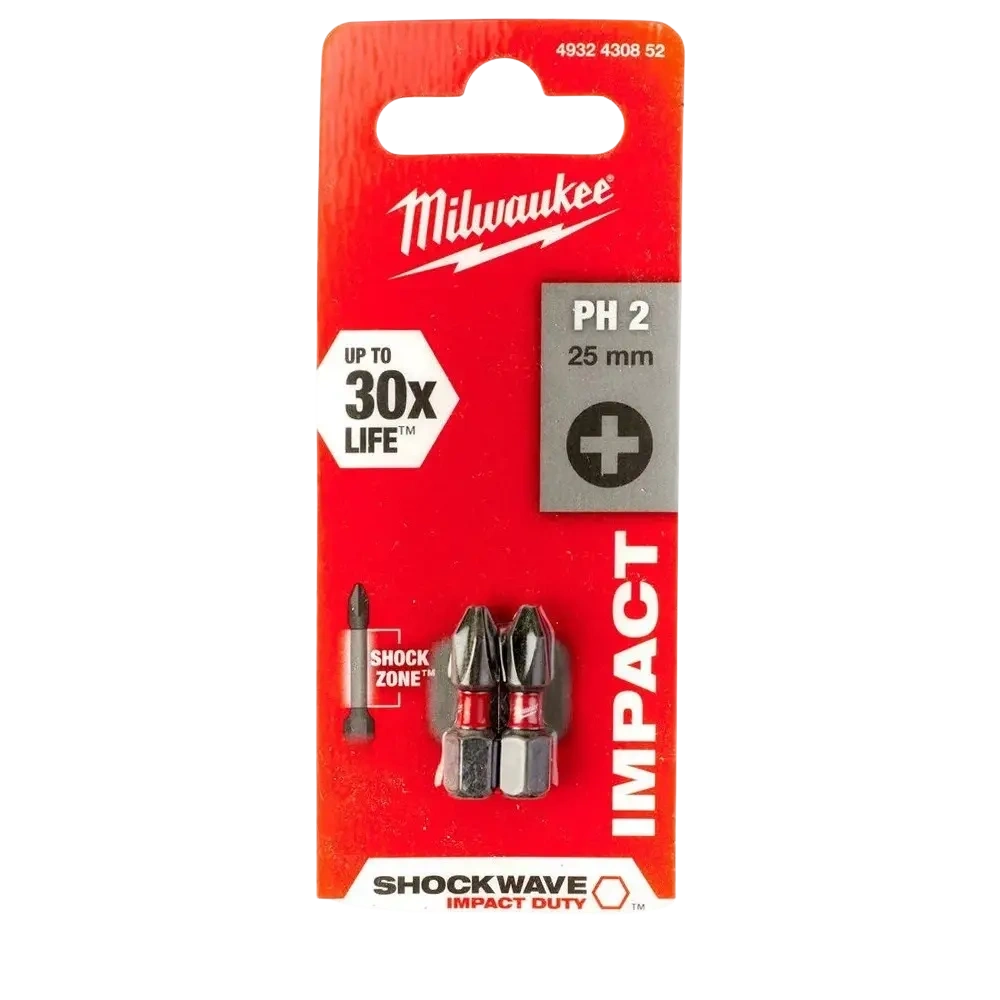 MILWAUKEE BIT PH2 SHOCKWAVE 25 MM (2 DB/CSOMAG) (4932430852)