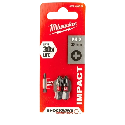 MILWAUKEE BIT PH2 SHOCKWAVE 25 MM (2 DB/CSOMAG) (4932430852)