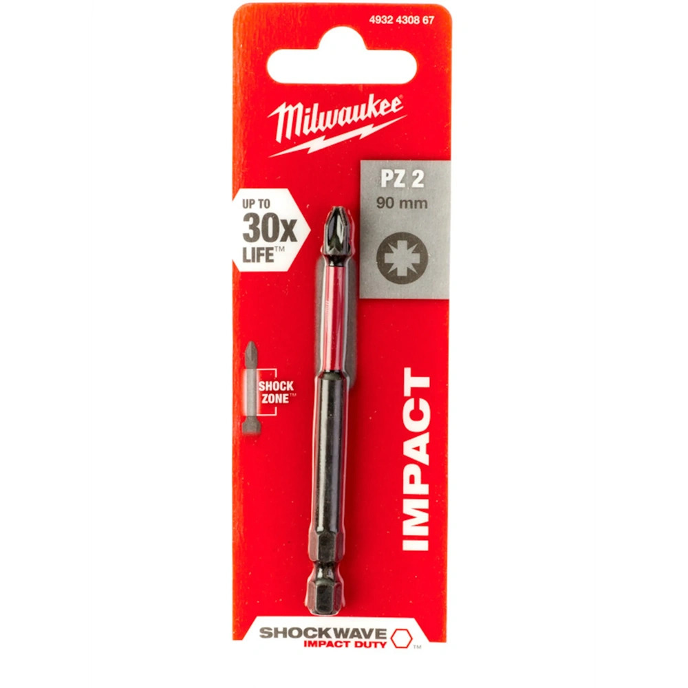 MILWAUKEE BIT PZ2 SHOCKWAVE 90 MM (4932430867)