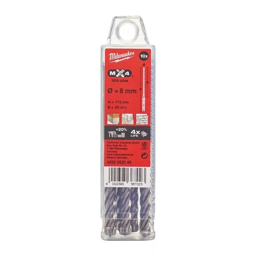 MILWAUKEE SDS-PLUS 4 ÉLŰ FÚRÓSZÁR 8X115 MM (4932352045)