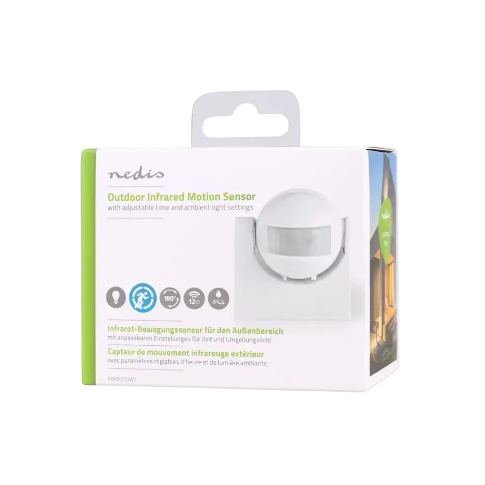 MOZGÁSÉRZÉKELŐ OLDALFALI BILLENTHETŐ FEHÉR 180° 1200W (NEDIS PIROO20WT)