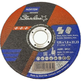 NORTON VÁGÓKORONG 125X1X22,2 A60R T41 INOX