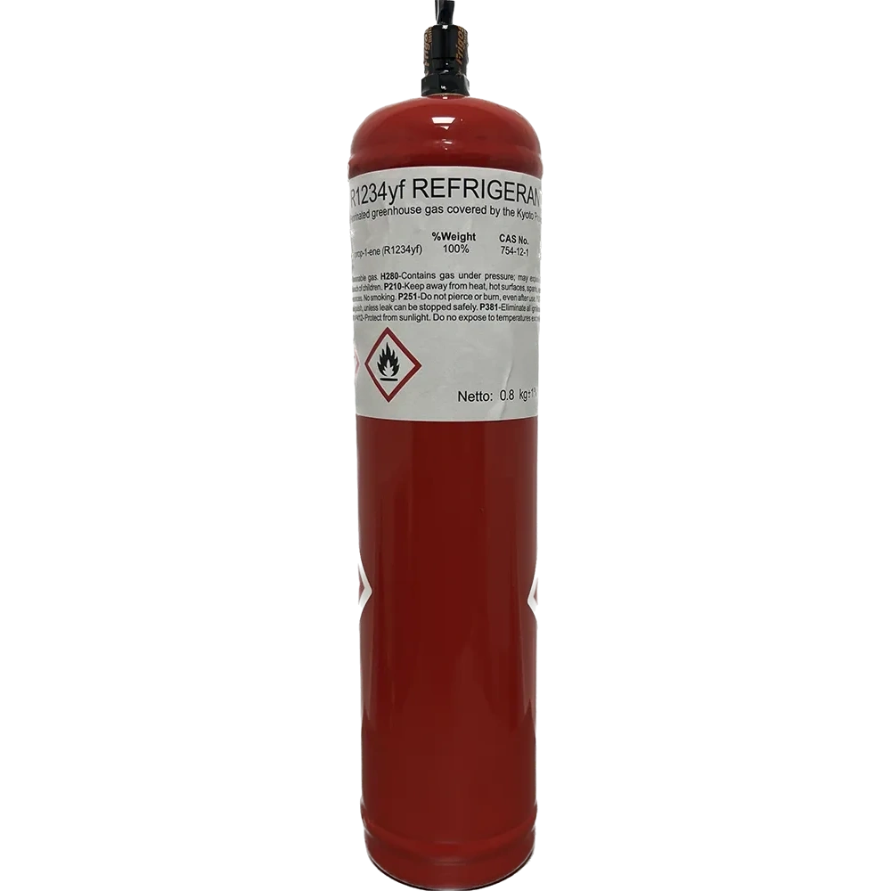 R1234YF HŰTŐKÖZEG 1L / 800G 1/2 ACME BAL MENETES ÚJRATÖLTHETŐ PALACKBAN