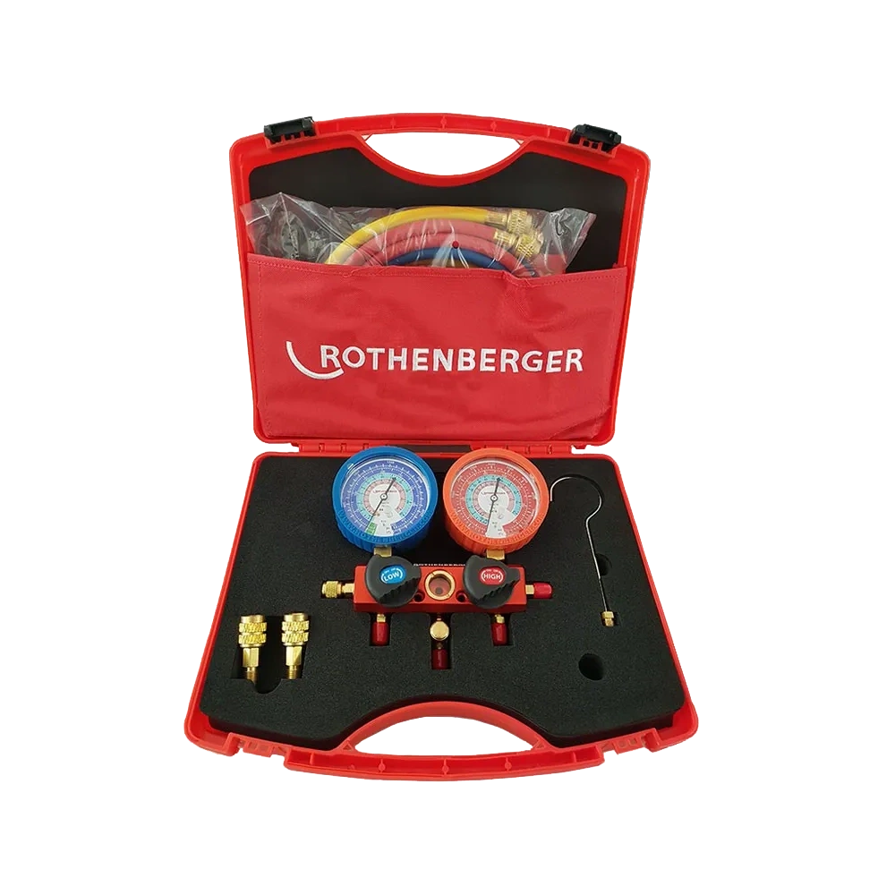 ROTHENBERGER MANOMÉTER CSAPTELEP KÉSZLET (3 DB TÖMLŐVEL, KOFFERBEN) R32 R410A (170559 S3)
