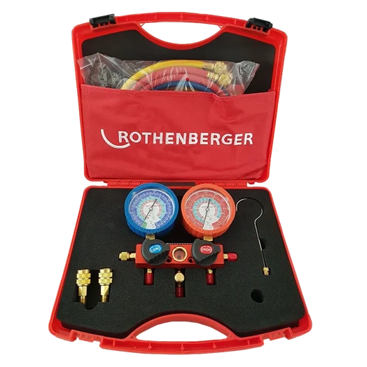 ROTHENBERGER MANOMÉTER CSAPTELEP KÉSZLET (3 DB TÖMLŐVEL, KOFFERBEN) R32 R410A (170559 S3)