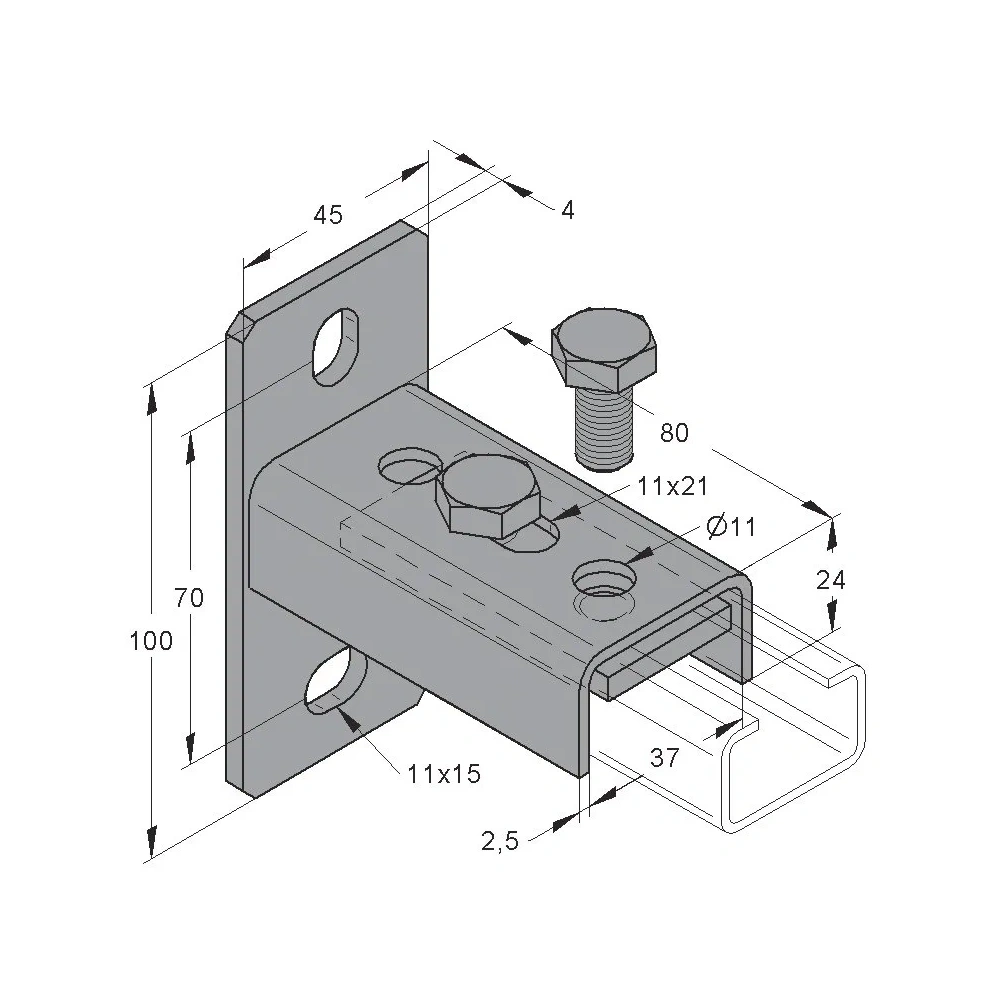SINTALP MEFA 35 MM HOSSZANTI KIVITEL HORGANYZOTT (080213402)