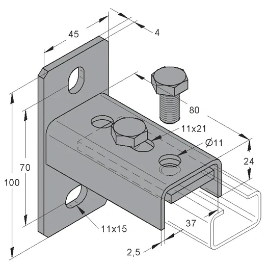 SINTALP MEFA 35 MM HOSSZANTI KIVITEL HORGANYZOTT (080213402)