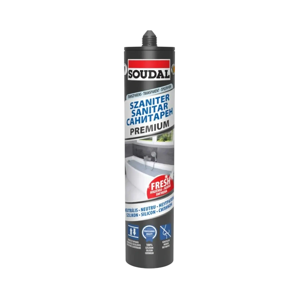 SZANITER NEUTRÁLIS SZILIKON PASZTA SOUDAL PREMIUM TRANSZPARENS 280 ML (172748)