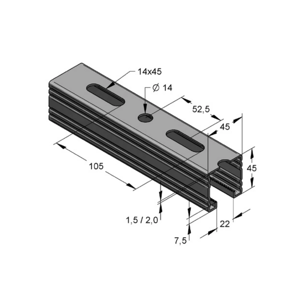 SZERELŐSÍN MEFA 45/45/1,5 MM TŰZIHORGANYZOTT 2M/SZÁL (082045215)