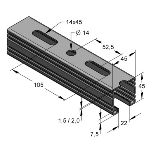 SZERELŐSÍN MEFA 45/45/1,5 MM TŰZIHORGANYZOTT 2M/SZÁL (082045215)