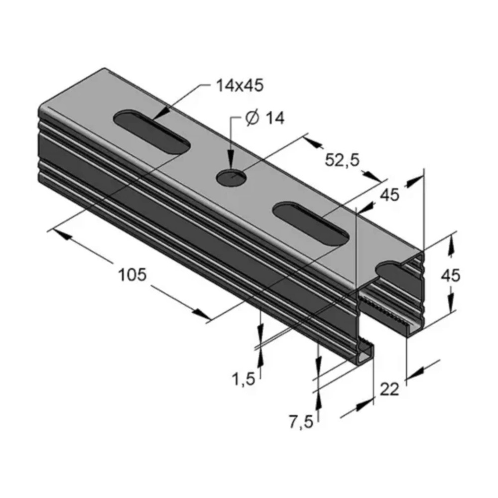 SZERELŐSÍN MEFA 45/45/1,5 MM TÜZIHORGANYZOTT 3M/SZÁL 082045315