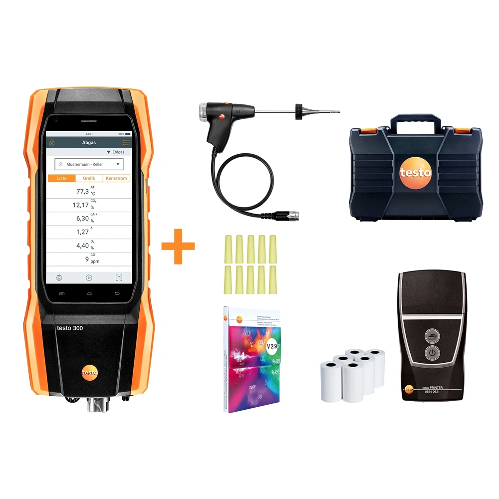 TESTO 300 LONGLIFE FÜSTGÁZELEMZŐ NO CELLÁVAL+NYOMTATÓ (0564 3004 73)