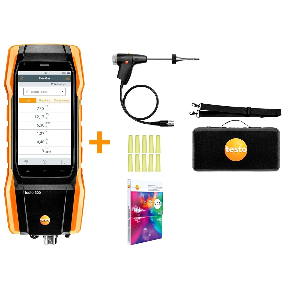 TESTO 300 SZETT 1 FÜSTGÁZELEMZŐ (O2, CO 4.000 PPM-IG) (0564 3002 70)