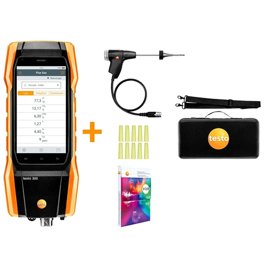 TESTO 300 SZETT 1 FÜSTGÁZELEMZŐ (O2, CO 4.000 PPM-IG) (0564 3002 70)