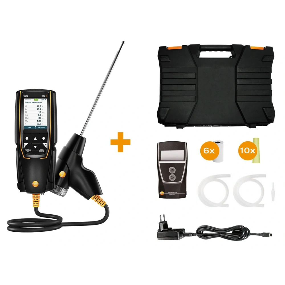 TESTO 310 II FÜSTGÁZELEMZŐ SZETT NYOMTATÓVAL (0563 3105)