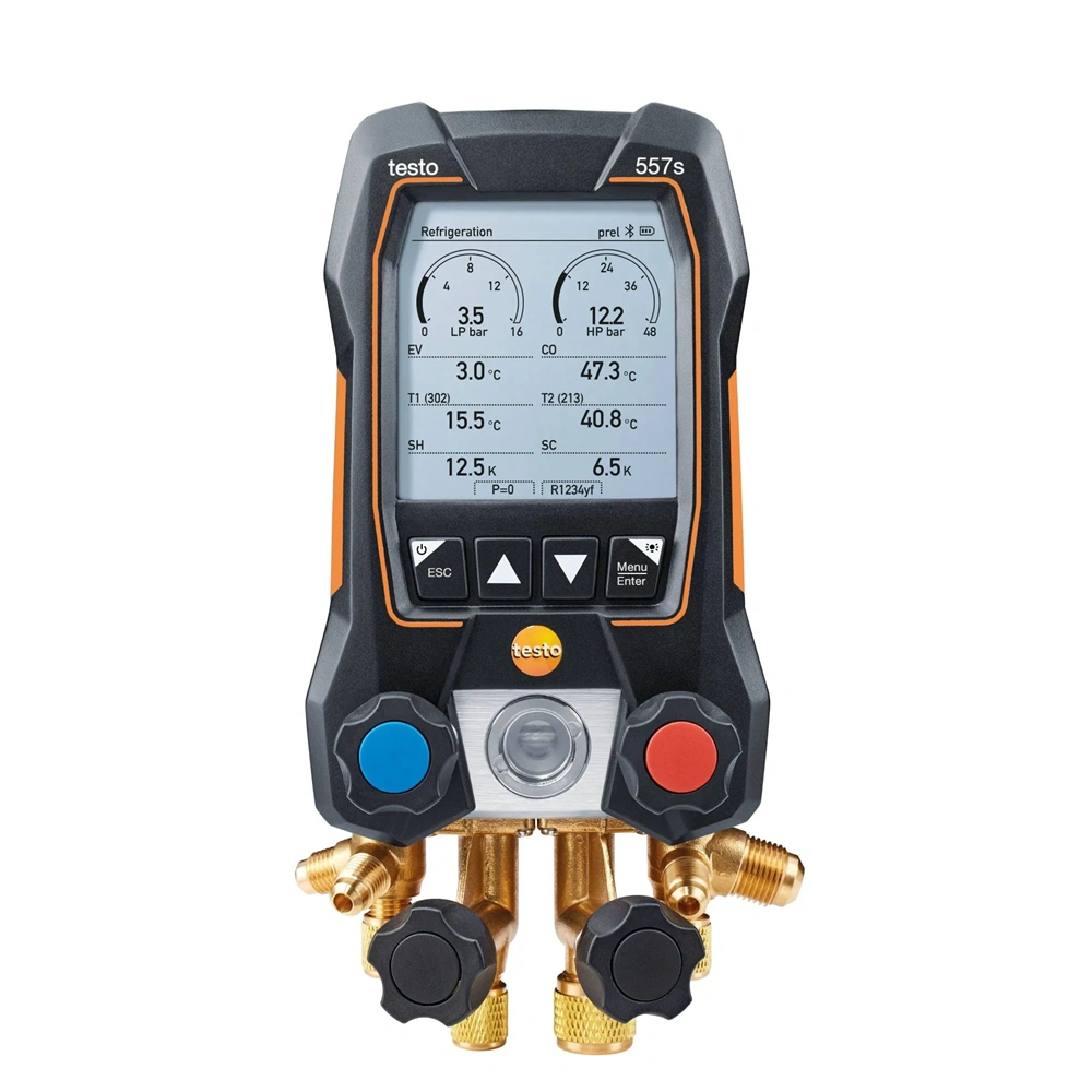 TESTO 557S DIGITÁLIS SZERVIZCSAPTELEP VEZETÉK NÉLKÜLI HŐMÉRSÉKLET TÖMLŐVEL ÉS VÁKUUMÉRZÉKELŐVEL (0564 5572)