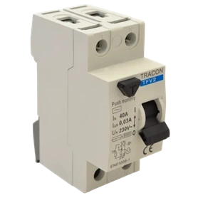 TRACON (TFV2-25100) 2P. 25A 100MA ÁRAM-VÉDŐKAPCSOLÓ (FI-RELÉ)