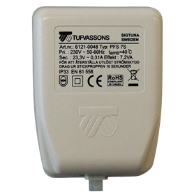 TUFVASSONS AC/AC ADAPTER TYP:PFS 7S, 230V/24V 0,3A 7VA (6121-0048)