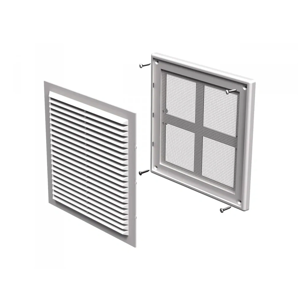 VENTS MV 150 S MŰANYAG SZELLŐZŐRÁCS SZÚNYOGHÁLÓVAL 204X204 MM