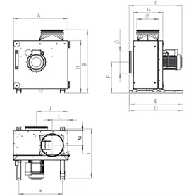 KCF-N 280 E2 CENTRIF. NAGYKONYHAI VENTILÁTOR MAX 120C°