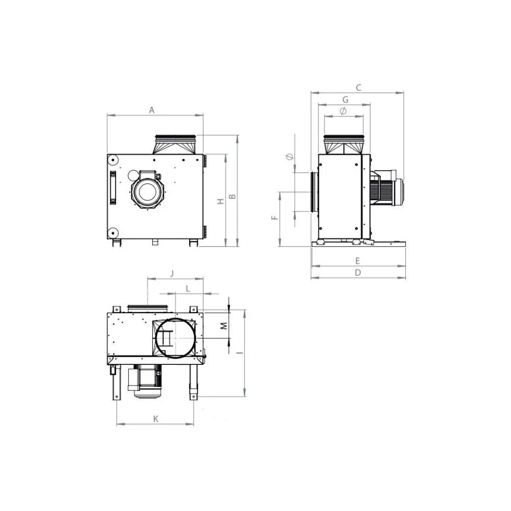 KCF-N 280 E2 CENTRIF. NAGYKONYHAI VENTILÁTOR MAX 120C°