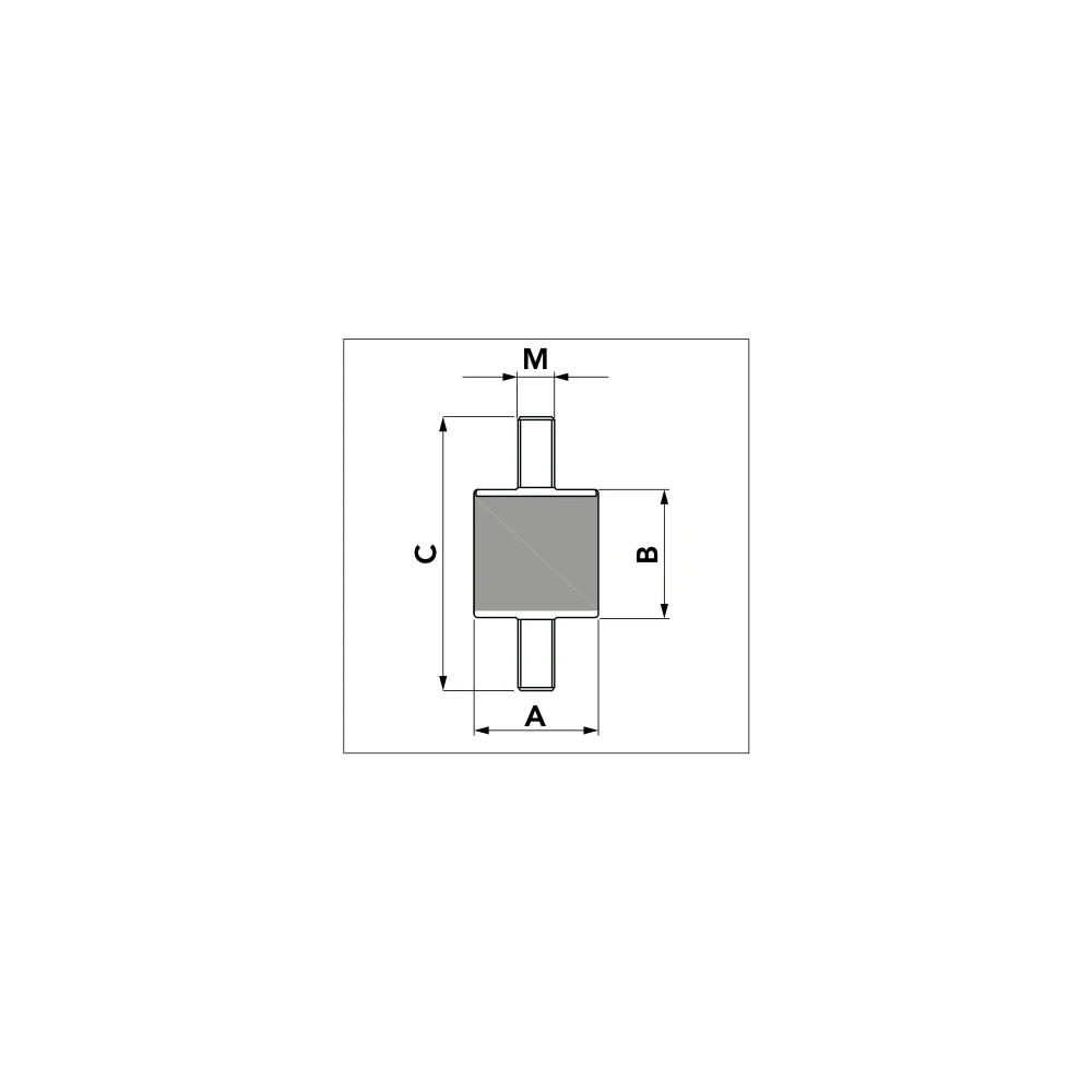 KLÍMA KÜLTÉRI REZGÉSCSILLAPÍTÓ GUMIBAK - TECNOSYSTEMI 40X30 M8 S40 - 120KG ÖSSZTEHERBÍRÁS 4DB/CSOMAG (SCC500019)