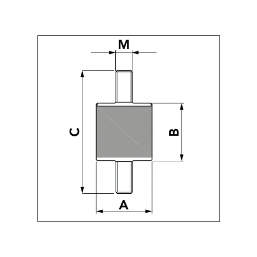KLÍMA KÜLTÉRI REZGÉSCSILLAPÍTÓ GUMIBAK - TECNOSYSTEMI 40X30 M8 S40 - 120KG ÖSSZTEHERBÍRÁS 4DB/CSOMAG (SCC500019)