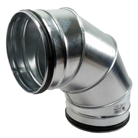 LÉGTECHNIKAI KÖNYÖKIDOM 90° SZELETES FÉM, GUMIS 315MM