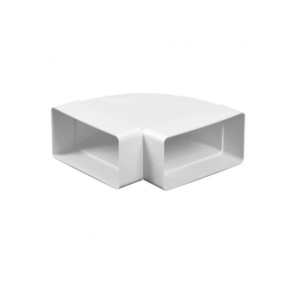LÉGTECHNIKAI LAPOSCSATORNA KÖNYÖKIDOM VÍZSZINTES 60X120 MM 90° MŰANYAG KP120-24/90, 7271