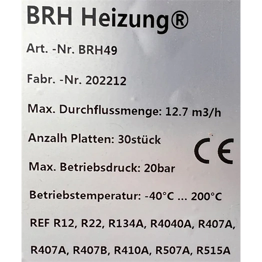 LEMEZES HŐCSERÉLŐ KIS ELLENÁLLÁSÚ,30LEMEZ,12,7M3/H,4X1",124X304X85MM FELÜLET:0,9M2 (BRH049)