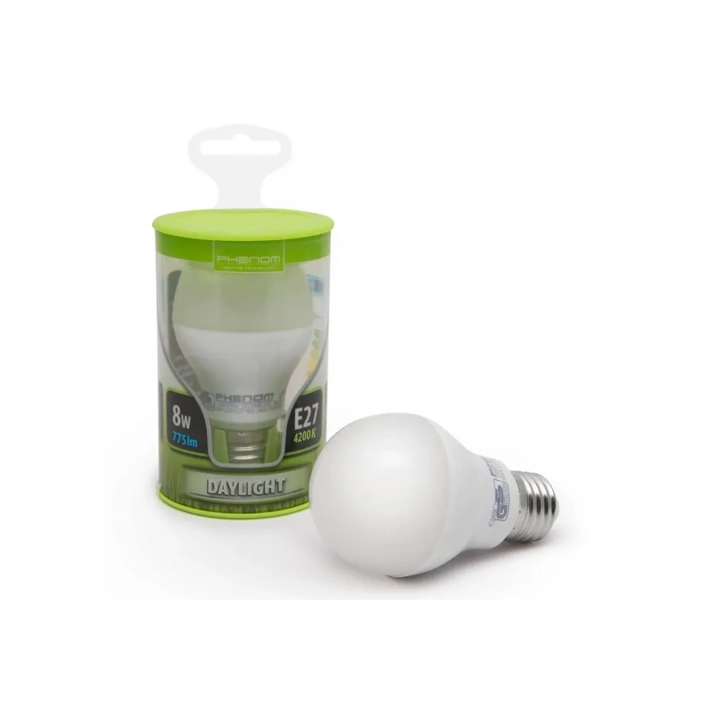 PHENOM LED IZZÓ E27 FÉLGÖMB 8 W SMD NAPFÉNY FEHÉR 4200K 775LM 40201D